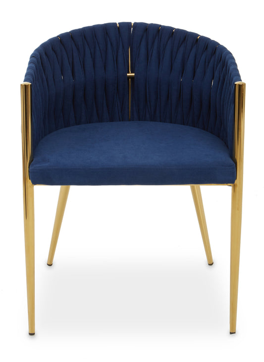 Phoebe Blue Dining Chair With Woven Back
