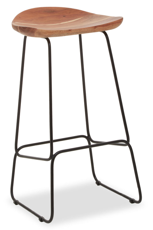 Jersey Acacia Wood and Black Frame Bar Stool