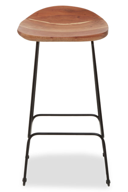 Jersey Acacia Wood and Black Frame Bar Stool