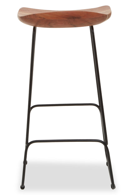 Jersey Acacia Wood and Black Frame Bar Stool