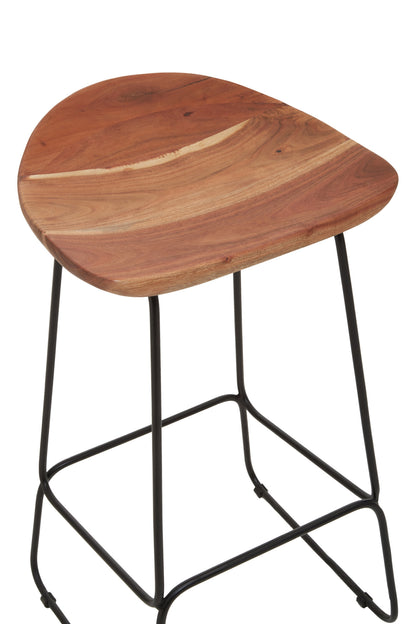 Jersey Acacia Wood and Black Frame Bar Stool