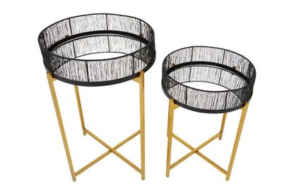 Artemis Set Of 2 Black Wire And Gold Frame Side Tables