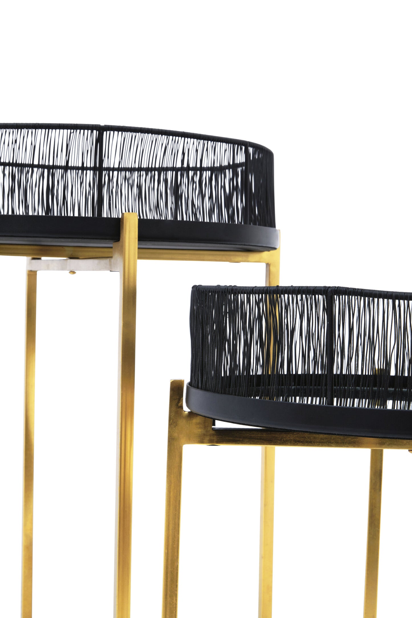 Artemis Set Of 2 Black Wire And Gold Frame Side Tables
