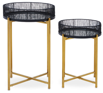 Artemis Set Of 2 Black Wire And Gold Frame Side Tables