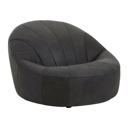 Brandon Black Leather Lounge Cocoon Chair