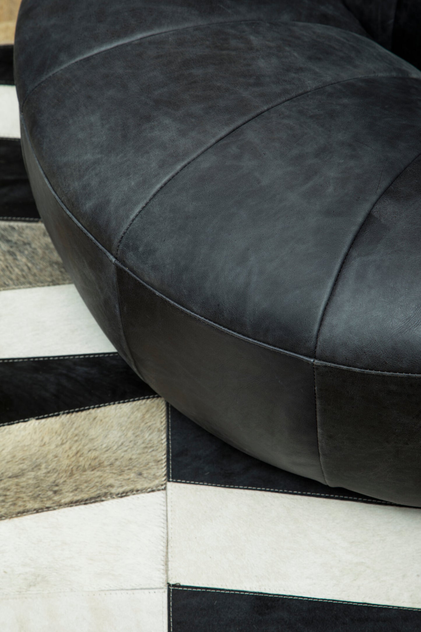 Brandon Black Leather Lounge Cocoon Chair