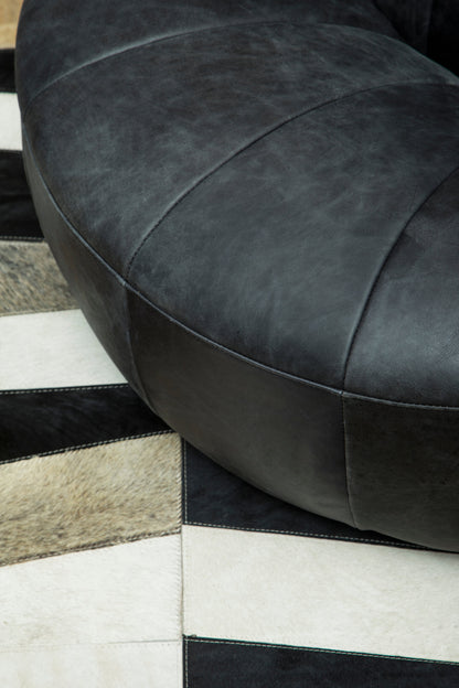 Brandon Black Leather Lounge Cocoon Chair
