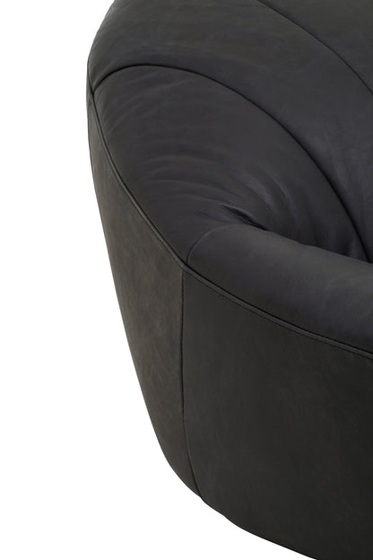 Brandon Black Leather Lounge Cocoon Chair
