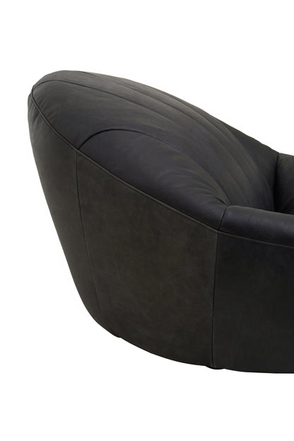 Brandon Black Leather Lounge Cocoon Chair