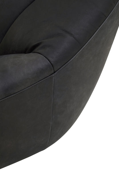 Brandon Black Leather Lounge Cocoon Chair