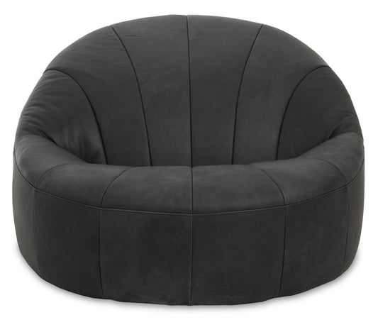 Brandon Black Leather Lounge Cocoon Chair