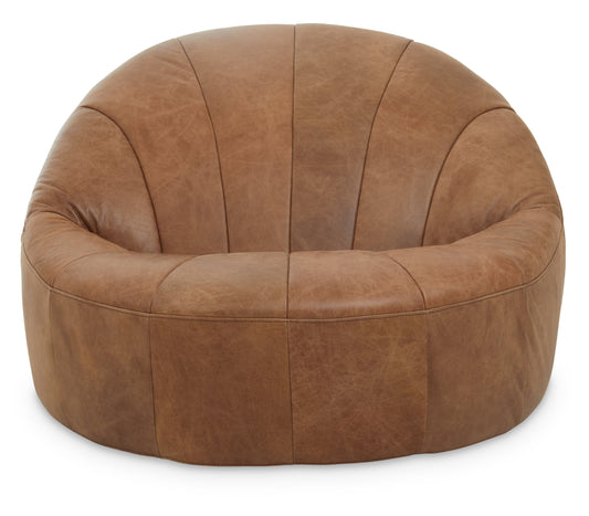 Brandon Light Brown Leather Lounge Cocoon Chair