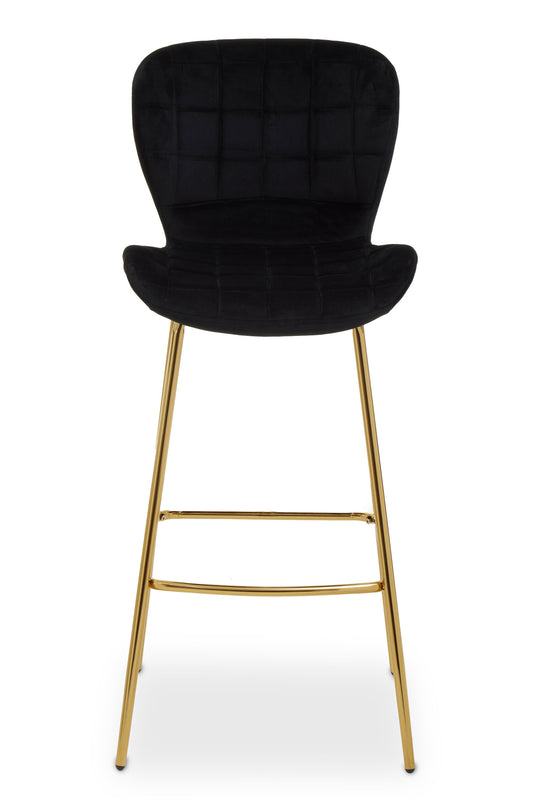 Martina Black Velvet Gold Frame Bar Chair | Bali & Blue