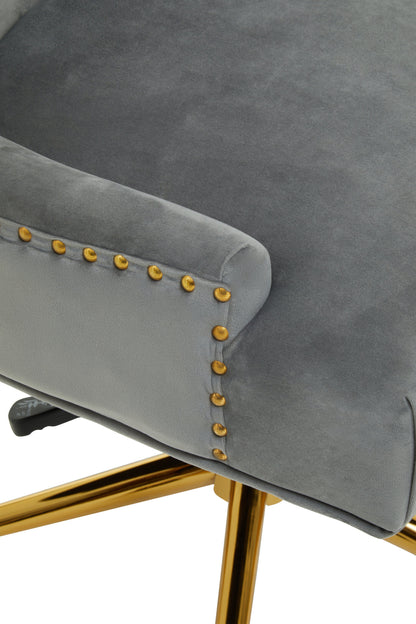 Cleo Grey Velvet and Gold Base Home Office Chair