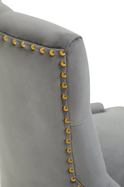 Cleo Grey Velvet and Gold Base Home Office Chair