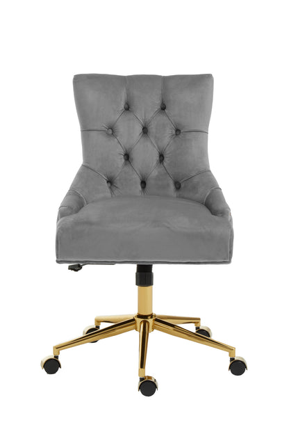 Cleo Grey Velvet and Gold Base Home Office Chair