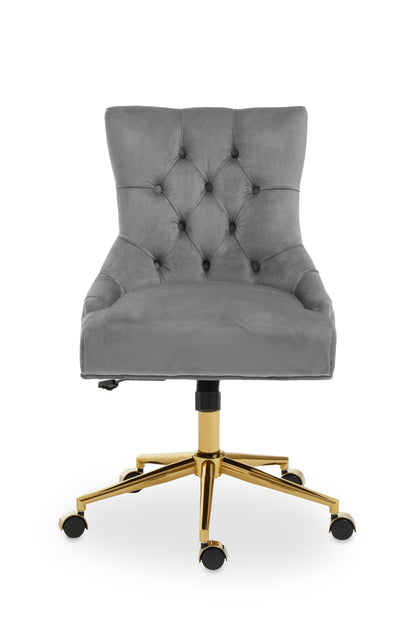 Cleo Grey Velvet and Gold Base Home Office Chair