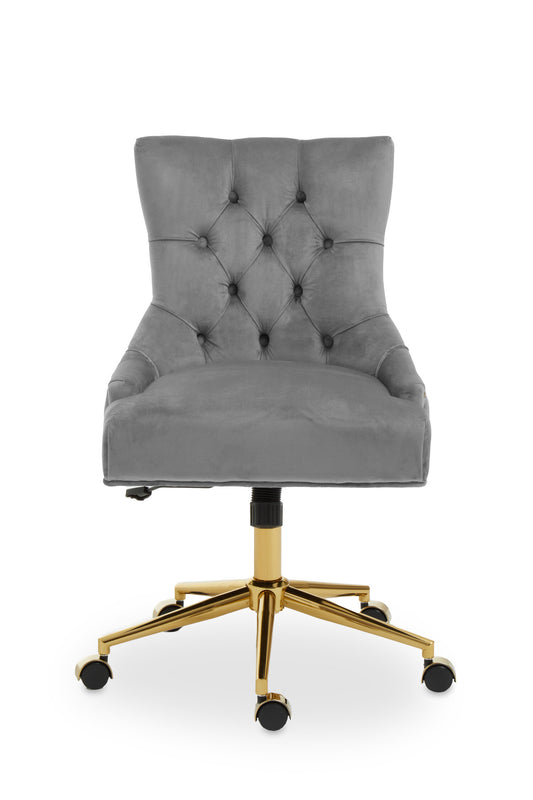 Cleo Grey Velvet and Gold Base Home Office Chair