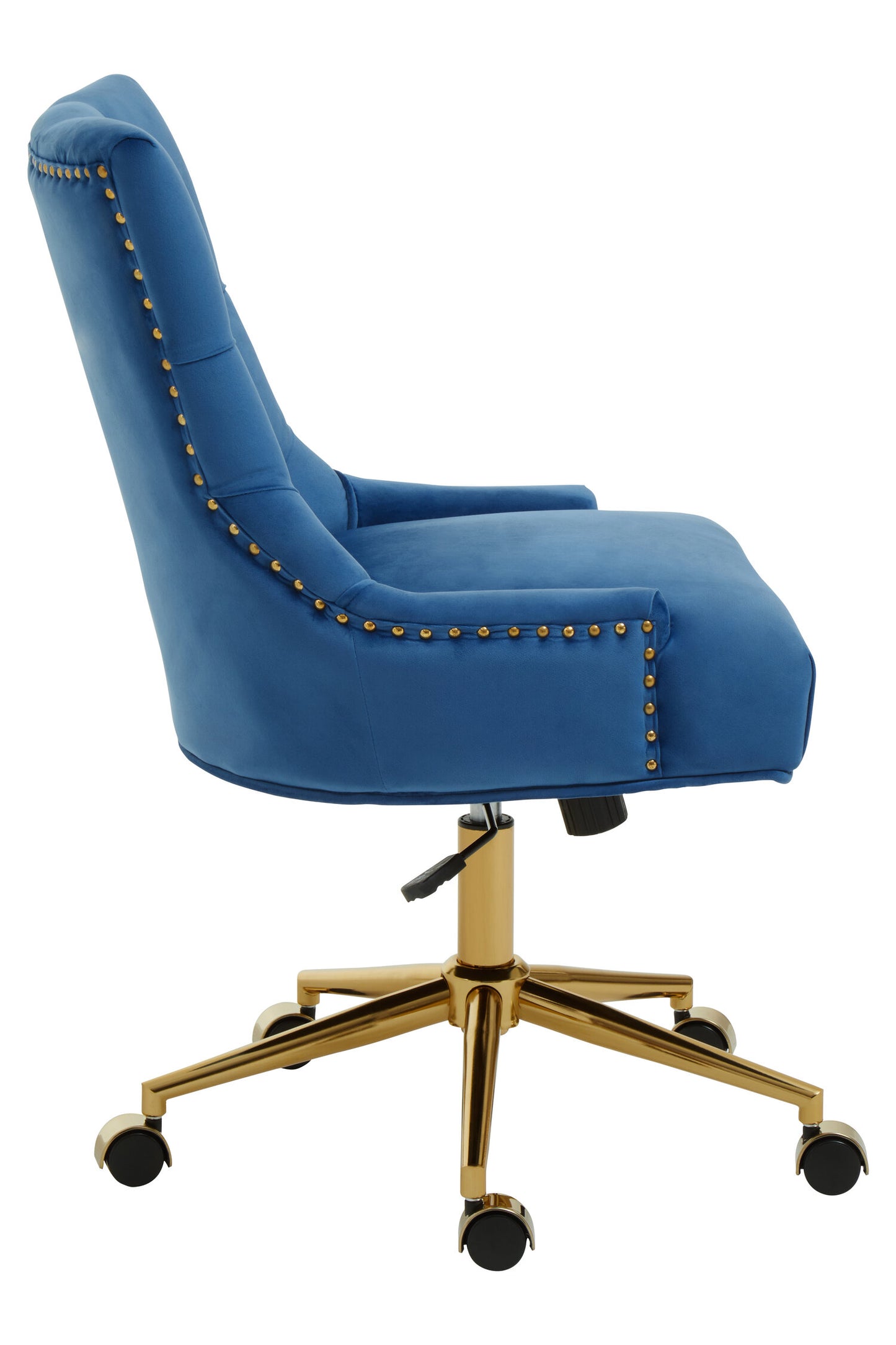 Cleo Blue Velvet and Gold Base Home Office Chair