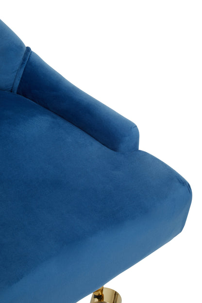 Cleo Blue Velvet and Gold Base Home Office Chair