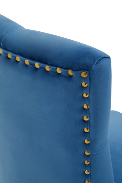Cleo Blue Velvet and Gold Base Home Office Chair