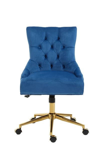 Cleo Blue Velvet and Gold Base Home Office Chair