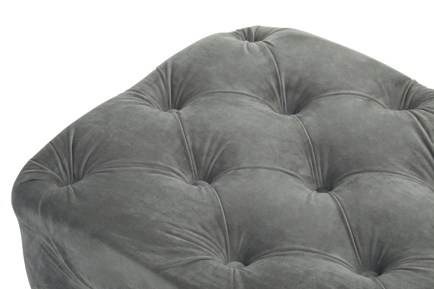 Luxe Grey Velvet Button Tufted Bench