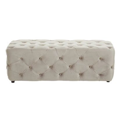 Luxe Mink Velvet Button Tufted Bench