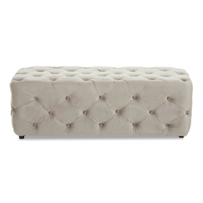 Luxe Mink Velvet Button Tufted Bench