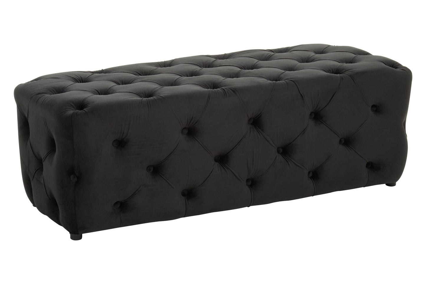 Luxe Black Velvet Button Tufted Bench