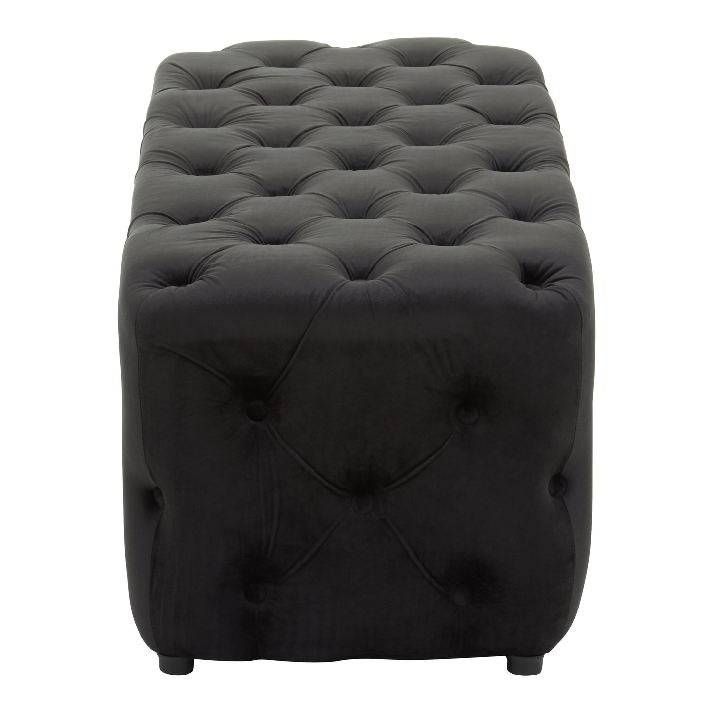 Luxe Black Velvet Button Tufted Bench