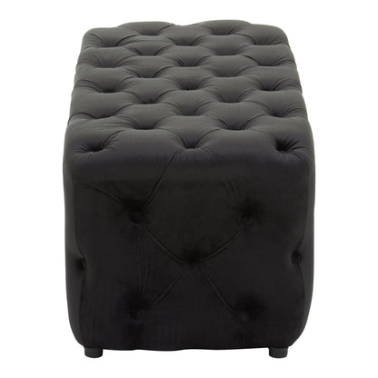 Luxe Black Velvet Button Tufted Bench