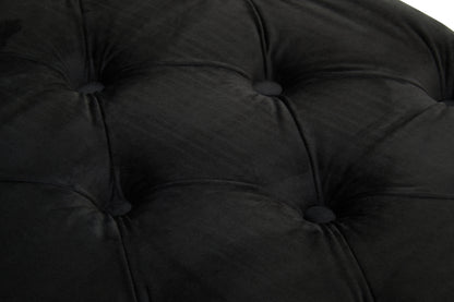 Luxe Black Velvet Button Tufted Bench