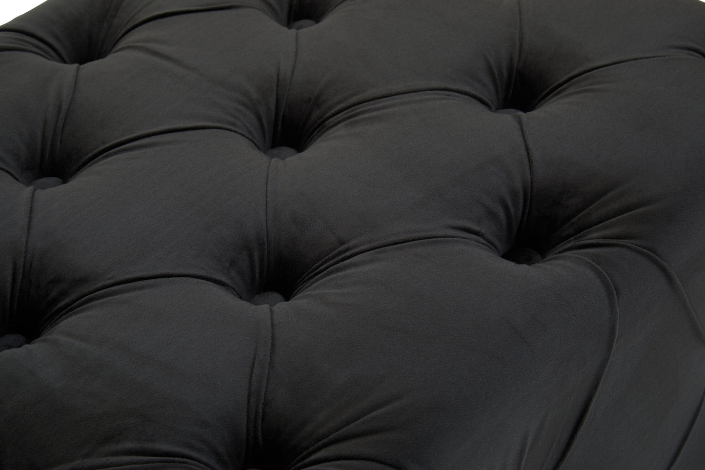 Luxe Black Velvet Button Tufted Bench