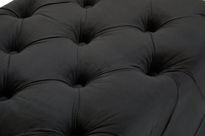 Luxe Black Velvet Button Tufted Bench