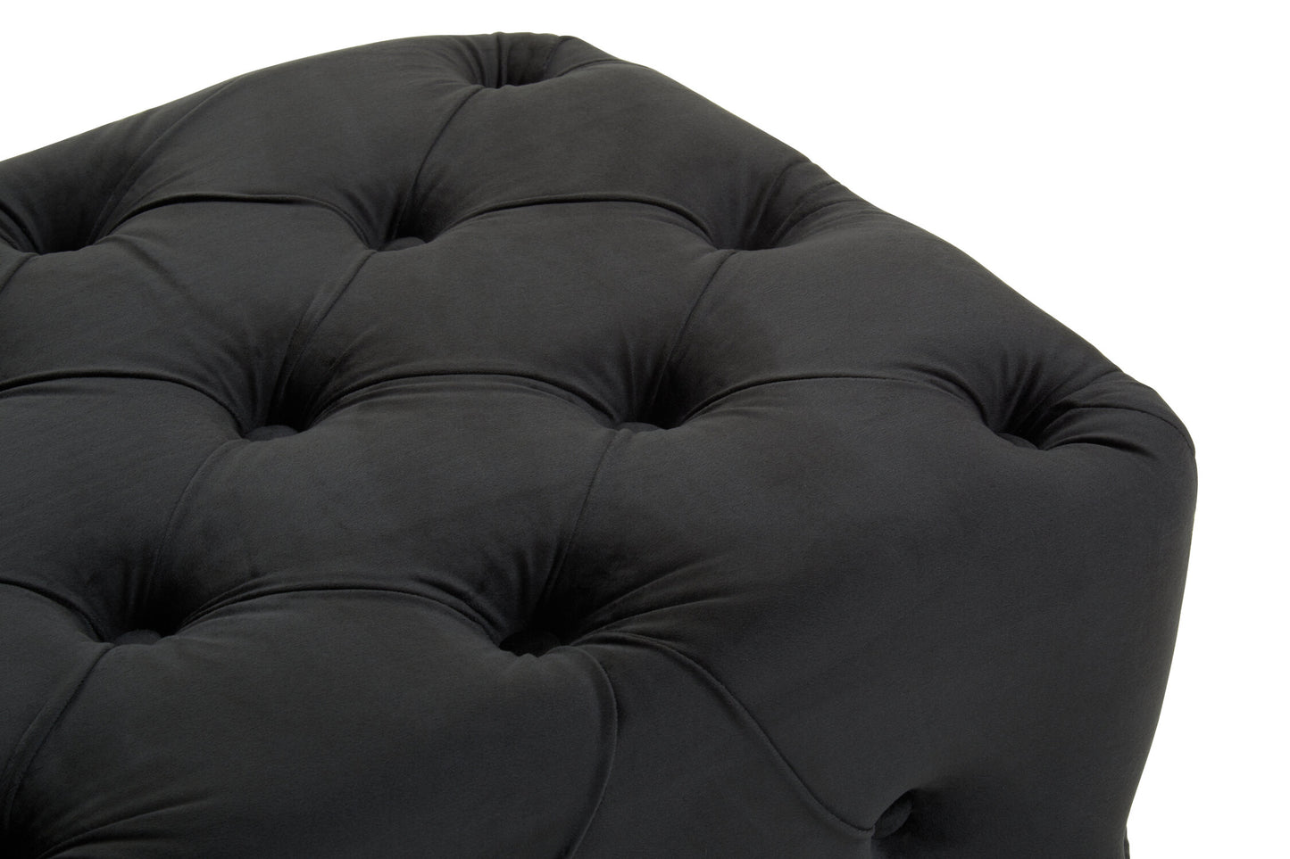 Luxe Black Velvet Button Tufted Bench