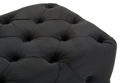 Luxe Black Velvet Button Tufted Bench