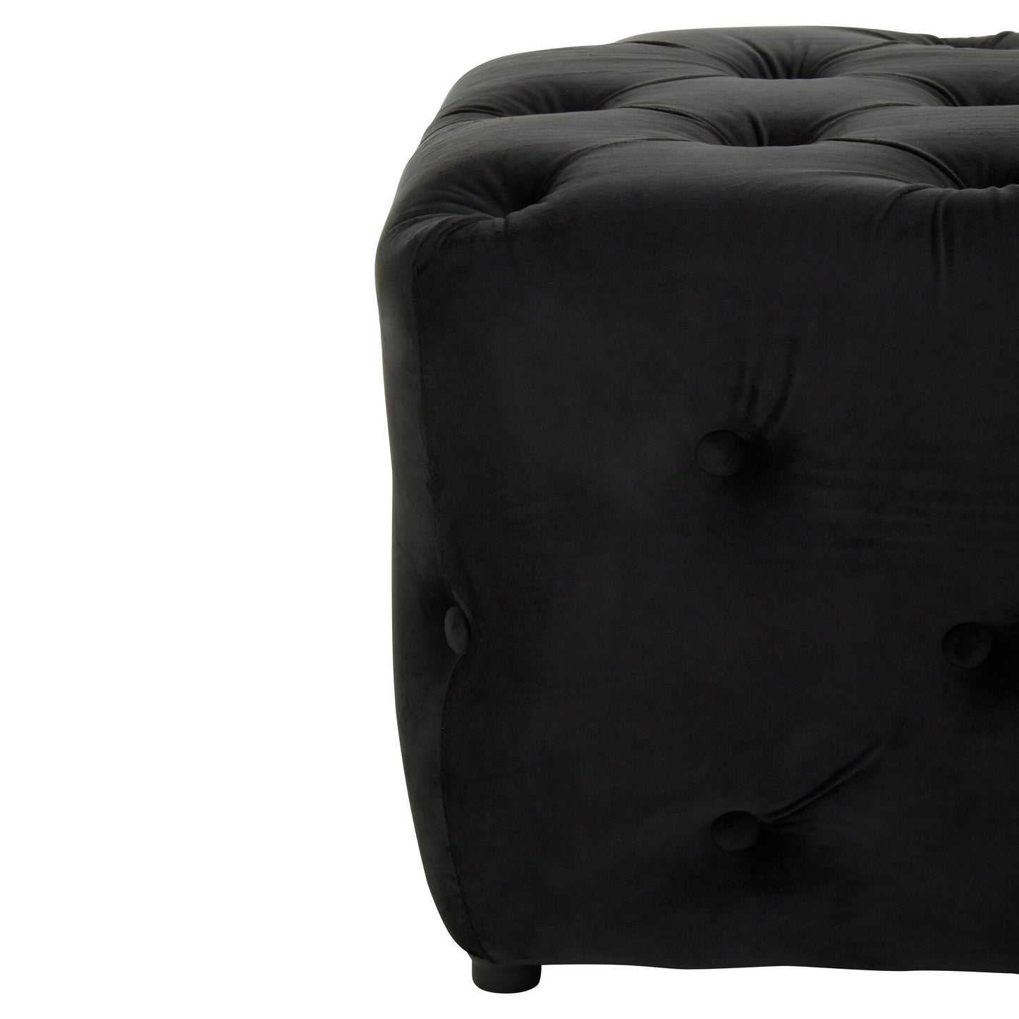 Luxe Black Velvet Button Tufted Bench
