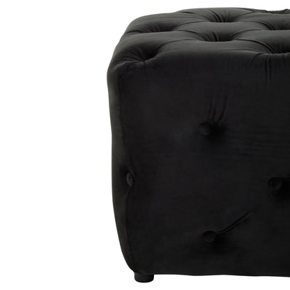 Luxe Black Velvet Button Tufted Bench