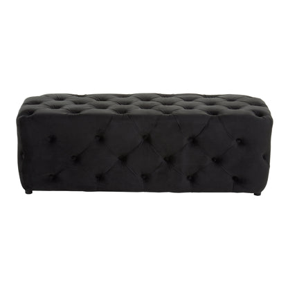 Luxe Black Velvet Button Tufted Bench