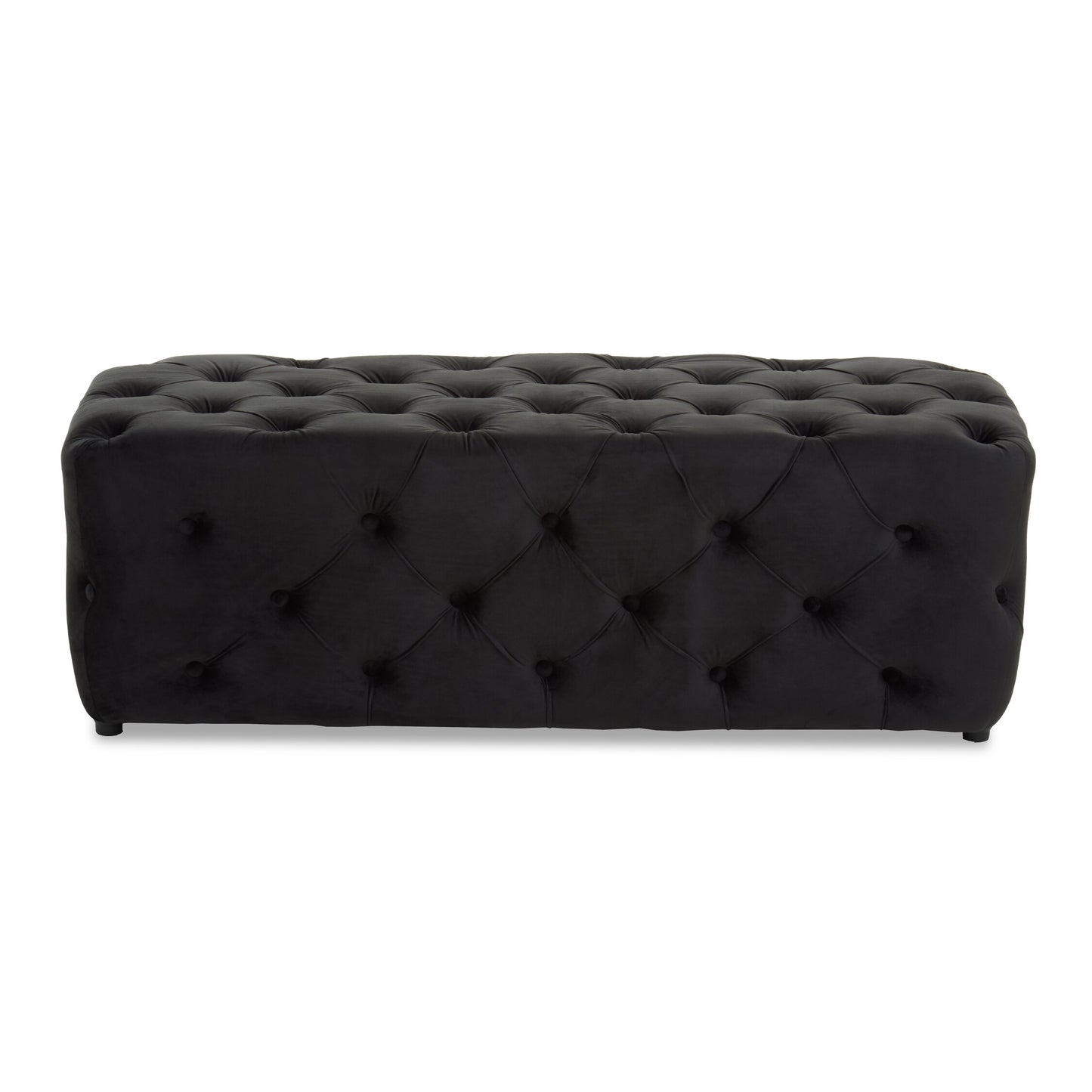 Luxe Black Velvet Button Tufted Bench