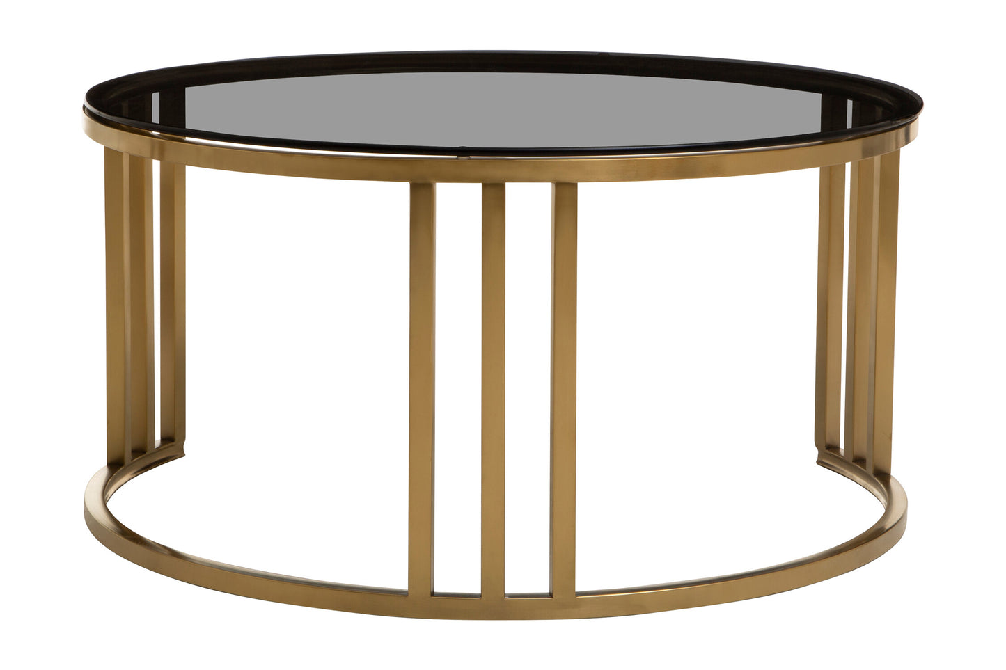 Esmeralda Set of 2 Gold Base and Glass Top Round Nesting Coffee Tables