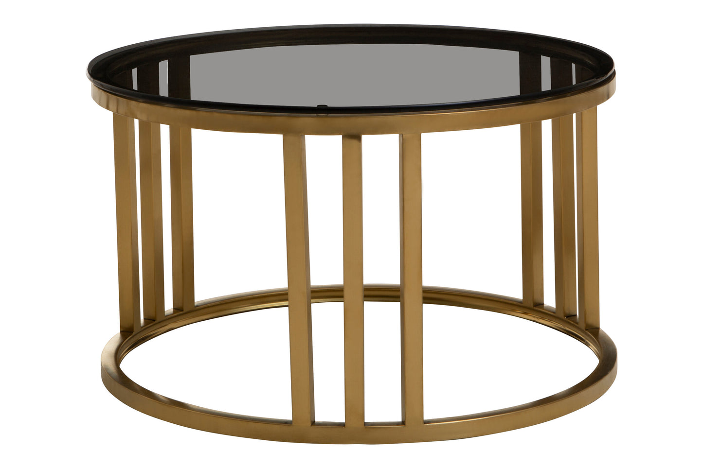 Esmeralda Set of 2 Gold Base and Glass Top Round Nesting Coffee Tables