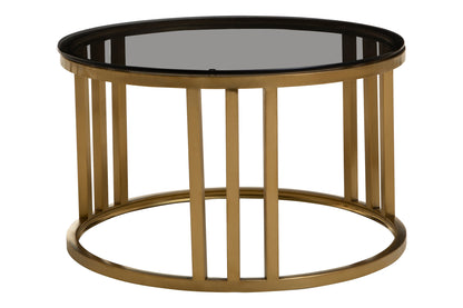 Esmeralda Set of 2 Gold Base and Glass Top Round Nesting Coffee Tables