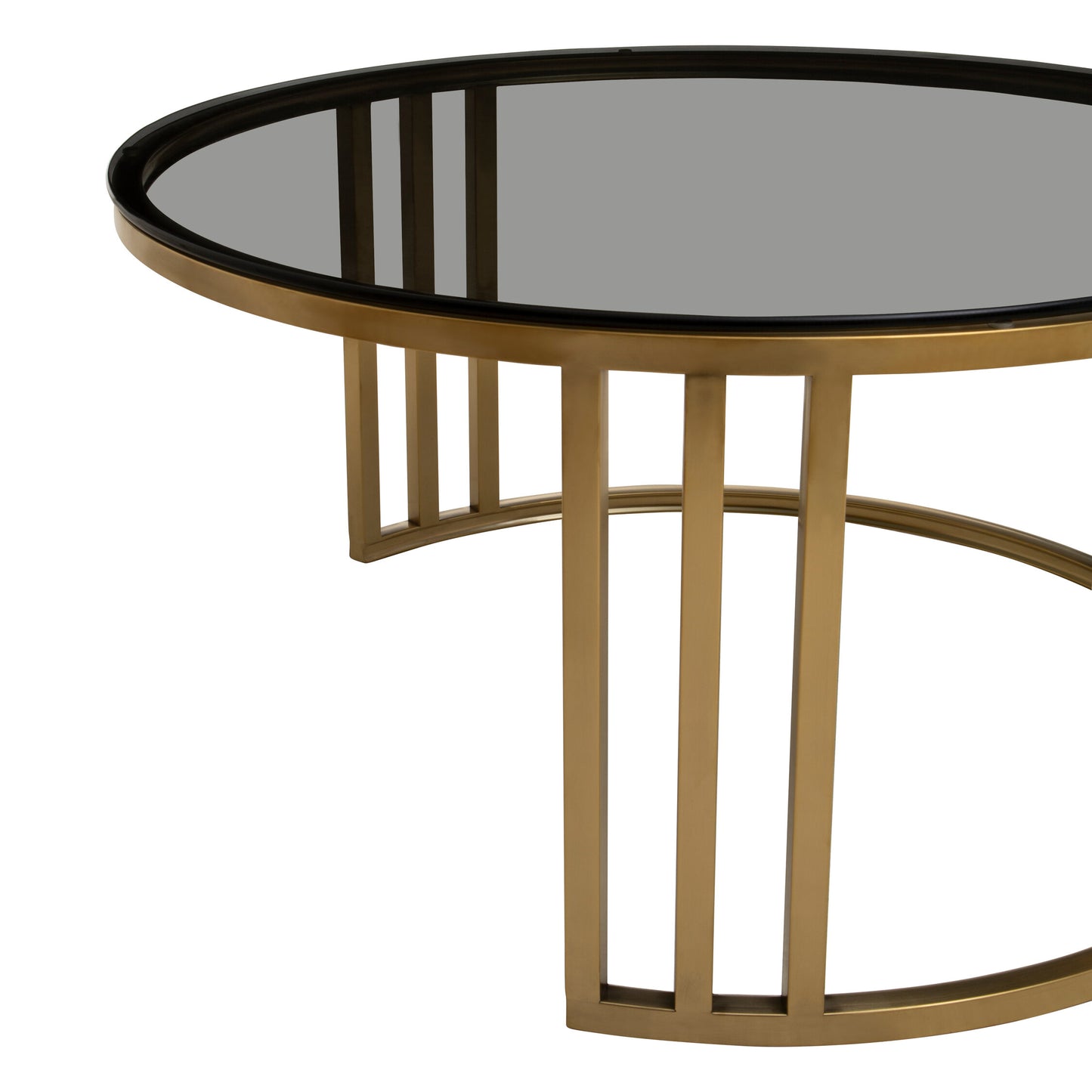 Esmeralda Set of 2 Gold Base and Glass Top Round Nesting Coffee Tables