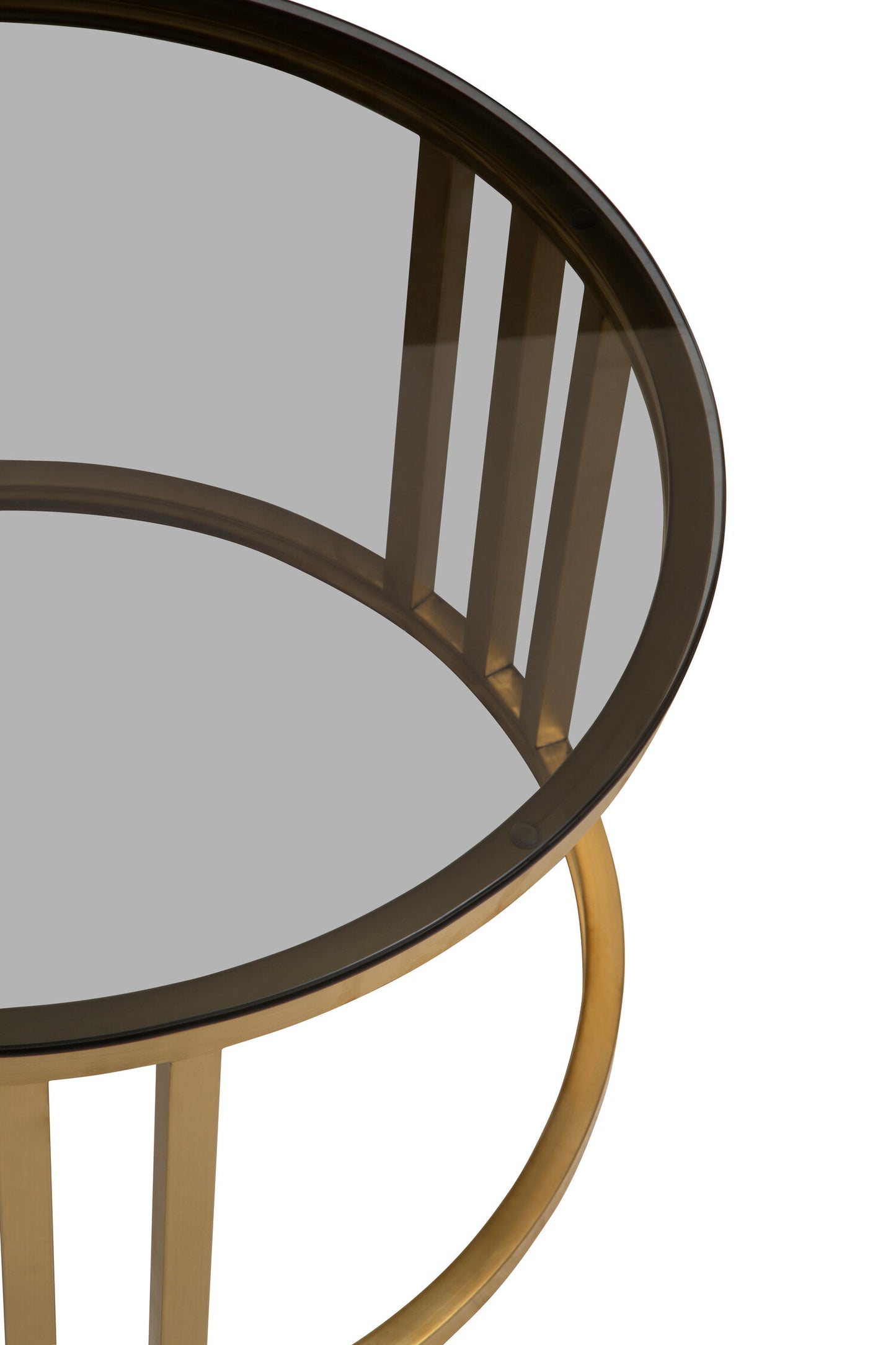 Esmeralda Set of 2 Gold Base and Glass Top Round Nesting Coffee Tables