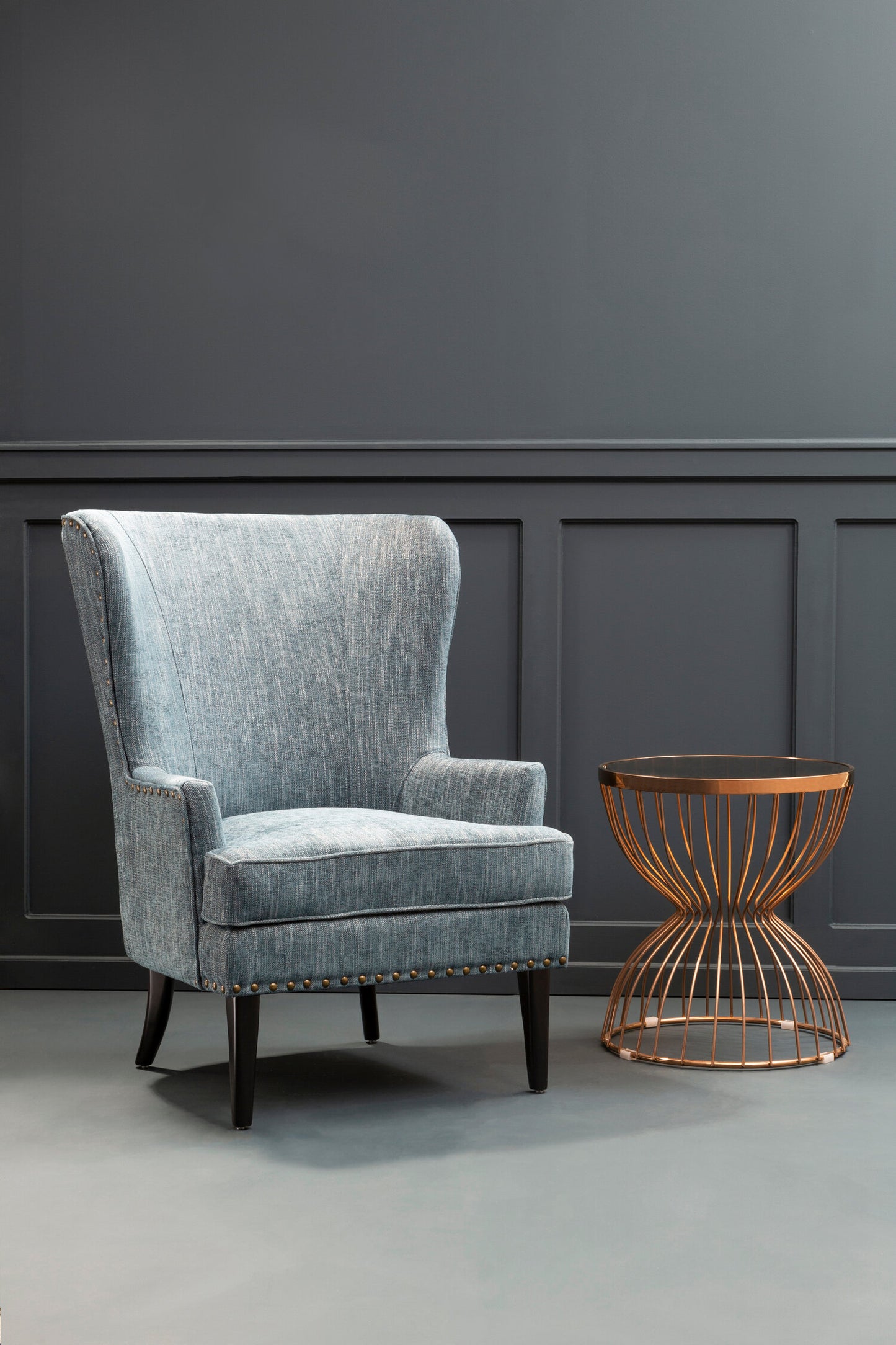 Hunter Blue Wingback Lounge Chair