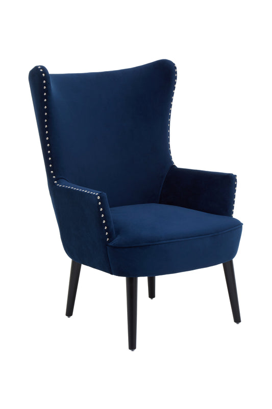 Hadley Blue Velvet Wingback Lounge Chair