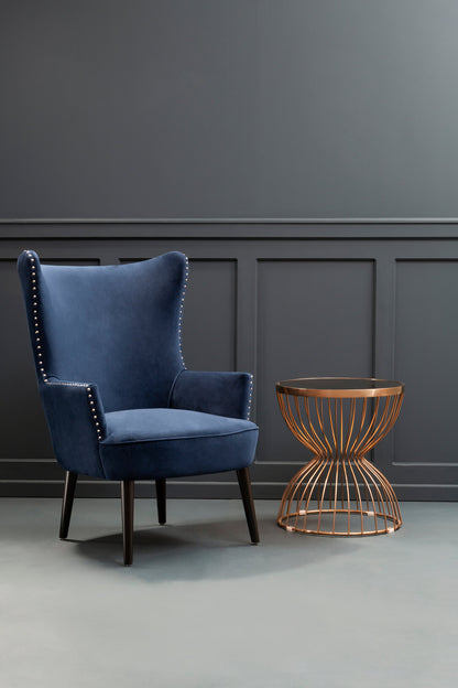 Hadley Blue Velvet Wingback Lounge Chair