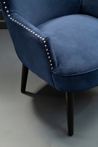 Hadley Blue Velvet Wingback Lounge Chair